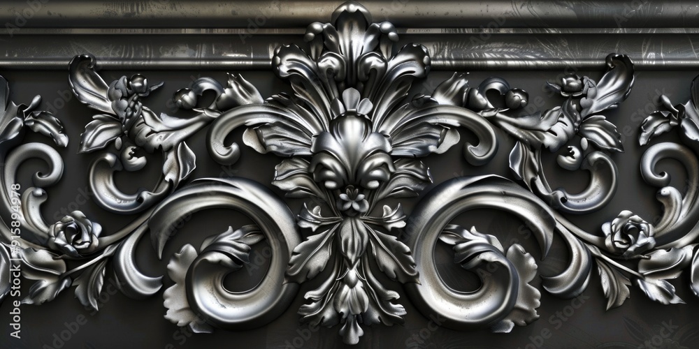 Poster Close-up of a decorative design on a wall with intricate details and patterns