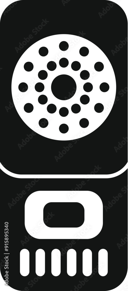Poster electronic device with button and holes is detecting something, simple style