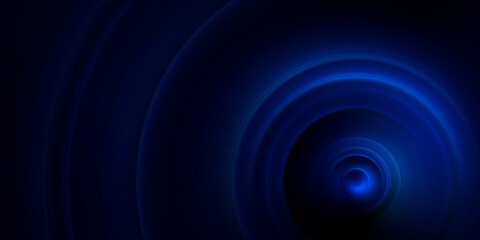Abstract blue glowing geometric lines on black  background. Modern shiny blue circle lines pattern. Futuristic technology concept