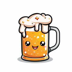 Kawaii Beer Mug Vector Illustration