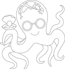 Octopus Pearl Animal Vector Graphic Art Illustration