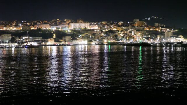 The city of Sciacca in Sicily at night