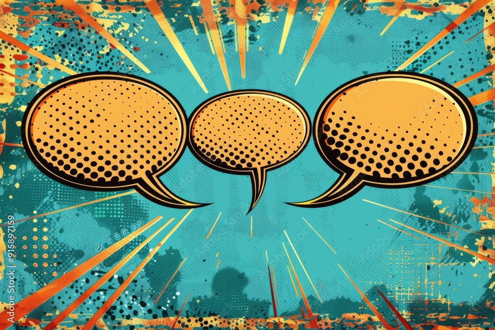 Aufkleber two speech bubbles on a textured background, suitable for illustrating digital communication or conv