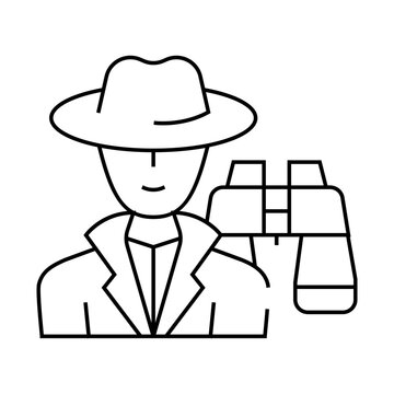 recommend clip art: detective worker line icon vector. detective worker sign. isolated contour symbol black illustration