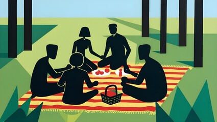 Family picnic in the park Generative AI