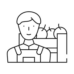 farmer worker line icon vector. farmer worker sign. isolated contour symbol black illustration