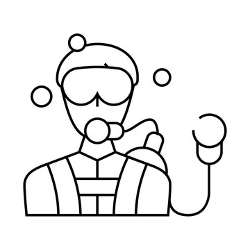 recommend clip art: diver worker line icon vector. diver worker sign. isolated contour symbol black illustration