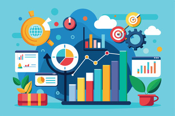This infographic displays various statistics and data visualization methods used in business analysis to enhance decision-making