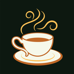 Elegant tea cup logo vector illustration for digital art, vector, cartoon, clipart, and line art designs.