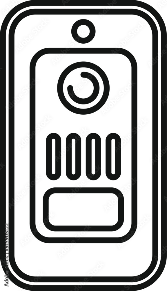 Sticker line art icon of an intercom system, enabling communication and enhancing security