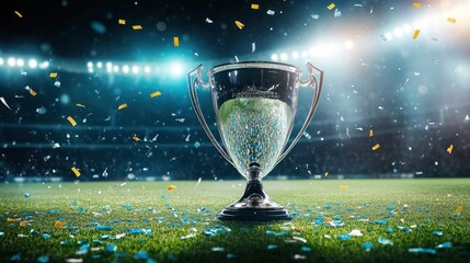 Victory Trophy on a Football Field