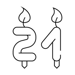 burning candles in number form birthday line icon vector. burning candles in number form birthday sign. isolated contour symbol black illustration