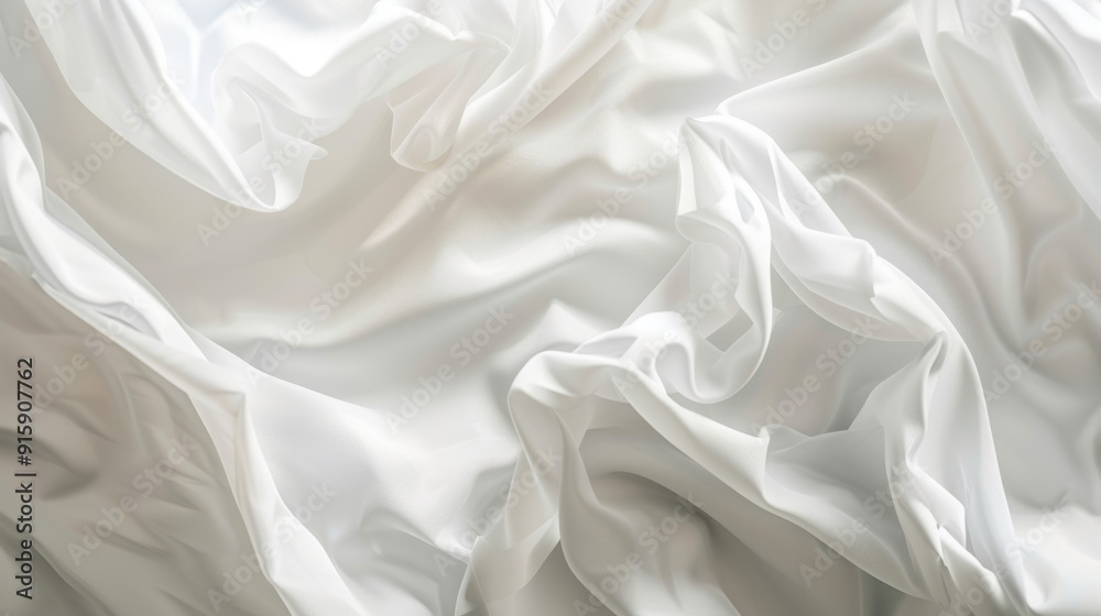 Poster a close-up view of the intricate texture of white fabric, suitable for use in product photography or