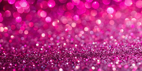 Vibrant pink glittery texture with iridescent sparkles and subtle shimmer, adding a luxurious and festive touch to any design or creative project.