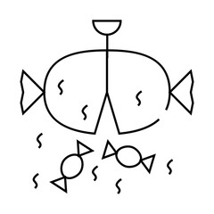 pinata toy with candies line icon vector. pinata toy with candies sign. isolated contour symbol black illustration