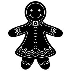 
Gingerbread man vector silhouette, Christmas gingerbread vector art
