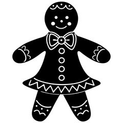 
Gingerbread man vector silhouette, Christmas gingerbread vector art
