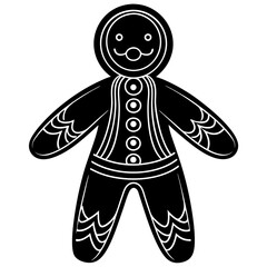 
Gingerbread man vector silhouette, Christmas gingerbread vector art
