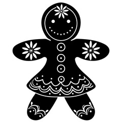 
Gingerbread man vector silhouette, Christmas gingerbread vector art
