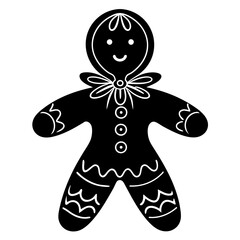 
Gingerbread man silhouette, Gingerbread man holiday biscuit vector icon

