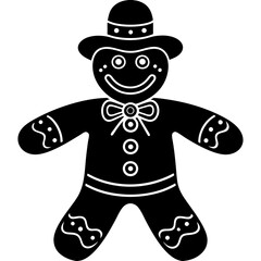 
Gingerbread man silhouette, Gingerbread man holiday biscuit vector icon
