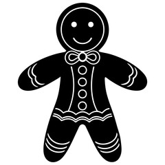 
Gingerbread man silhouette, Gingerbread man holiday biscuit vector icon
