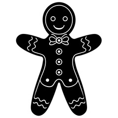 
Gingerbread man silhouette, Gingerbread man holiday biscuit vector icon
