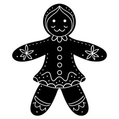 
Gingerbread man silhouette, Gingerbread man holiday biscuit vector icon

