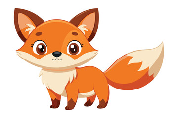 Obraz premium A charming cartoon fox with bright orange fur and expressive eyes playfully poses, showcasing its adorable features against a clean white backdrop