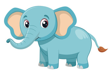 Fototapeta premium A cheerful cartoon elephant stands with a friendly expression, showcasing its large ears and playful stance, perfect for children's illustrations or designs