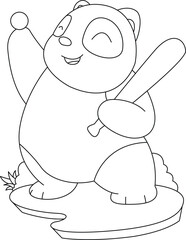 Panda Baseball Baseball bat Animal Vector Graphic Art Illustration