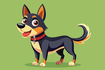 A cheerful cartoon dog stands confidently, showcasing its playful demeanor against a vibrant green backdrop, ready for customization