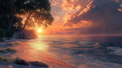 sunset over the ocean