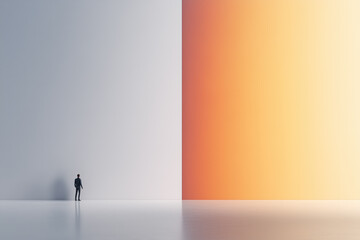 Businessman Standing in Front of Gradient Wall