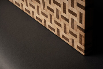 Vintage cutting board. Accessories for cooking at home. Board for cutting products. Cutting board for steaks. Product from different types of wood.