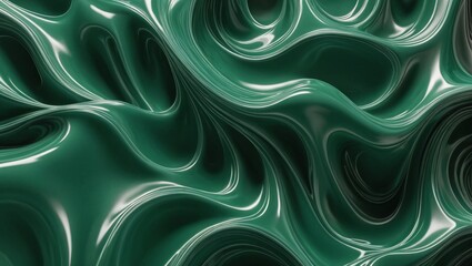 Obraz premium Emerald Green Fluid Waves Abstract Organic Texture Background