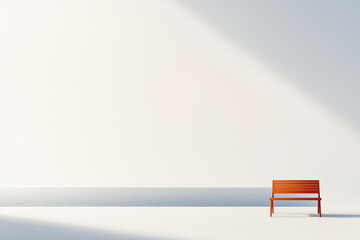 Minimalist Red Bench Against A White Background
