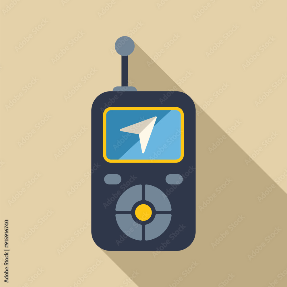 Poster handheld gps device is showing the current location with a map pointer icon on the screen