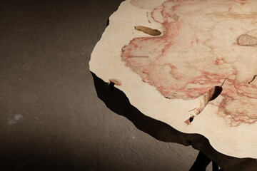 Table made of wooden slab with live edge. Luxury quality wood processing. Exclusive coffee table...