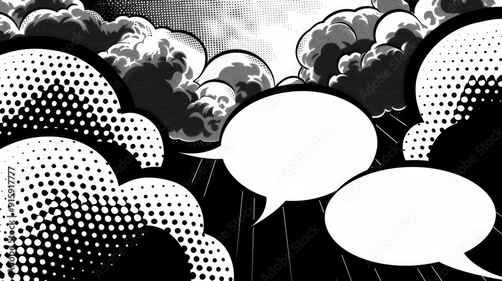 Poster A collection of speech bubbles with various expressions and texts