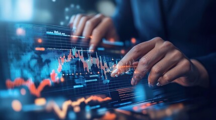 Obraz premium Business and economic growth on global business networks, Financial and banking data analysis, Customer service, Technology and data connection, Business strategy and digital marketing.