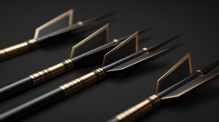 Fototapeta premium A set of four arrows with black and gold colors