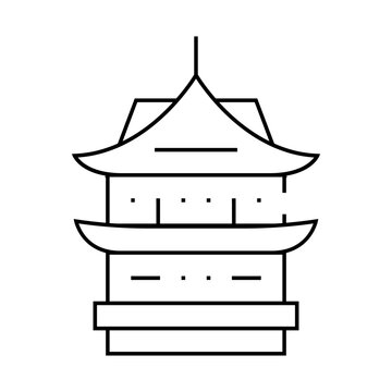 recommend clip art: donjon asian building line icon vector. donjon asian building sign. isolated contour symbol black illustration