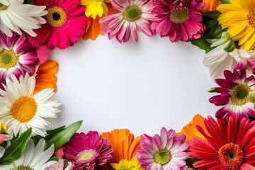 Elegant Floral Fragrance: Lush Blooms Surround a Blank Canvas, Framing a Space for Vibrant and Colorful Personal Notes Ideal for Blog Posts and 4K Wallpapers