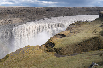 The view of Dettifoss, waterfall in Vatnaj&ouml;kull National Park in Northeast Iceland.	