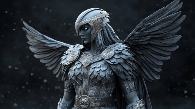 Morrigan, the War Goddess Shapeshifting into a Crow, Symbol of Fate and Battle in Celtic Mythology, Detailed Sculpture