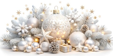 christmas balls on white