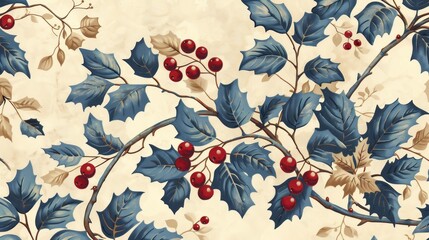 Christmas Berry Decorative Wallpaper