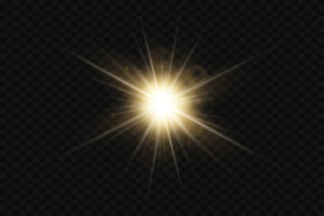 A bright flash with a yellow tint. Glowing star. glare of light.