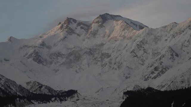 Timelapse video of the Summit of Nanga Parbat mountain during Sunrise in Gilgit Baltistan, Pakistan, Himalayas